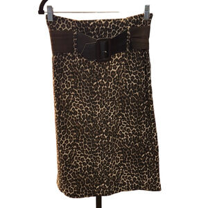 VTG Leopard Print Skirt with Belt